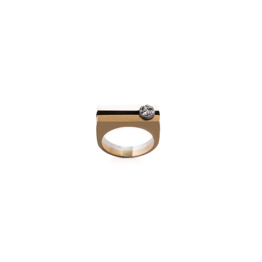 'Congiunzioni' double ring with drusa CONGIUNZIONI | AN2 CON Q DRUSAAGBR